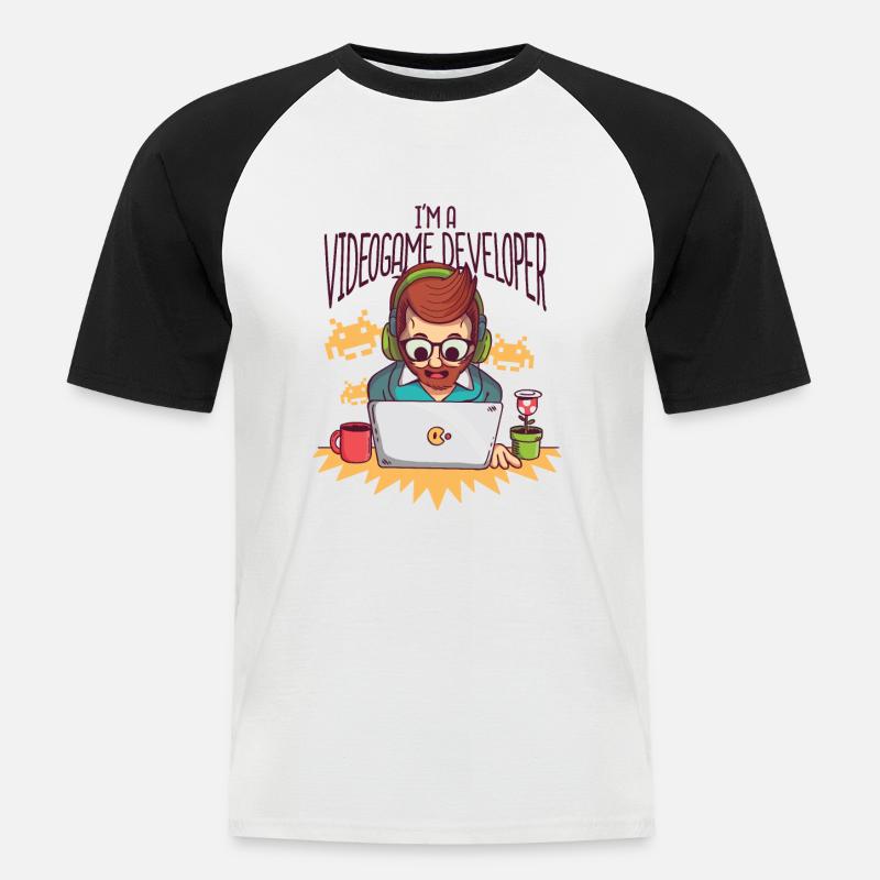 Videospiel Entwickler - Videogame Developer - Männer Baseball-T-Shirt - Weiß/Schwarz