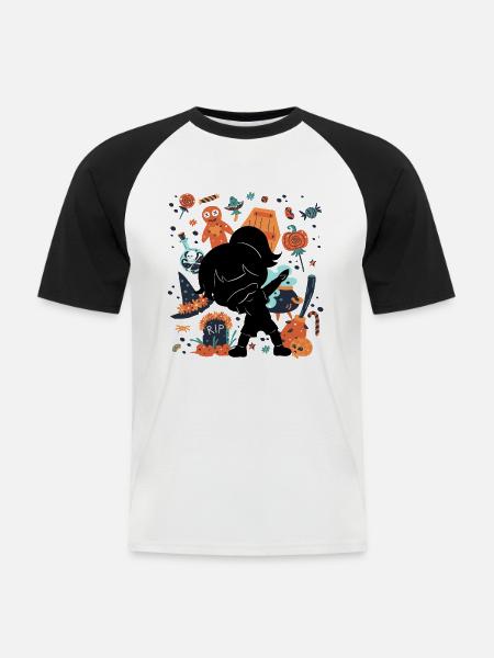 Drôle de fille Silhouette effrayante - T-shirt baseball manches courtes Homme - blanc/noir