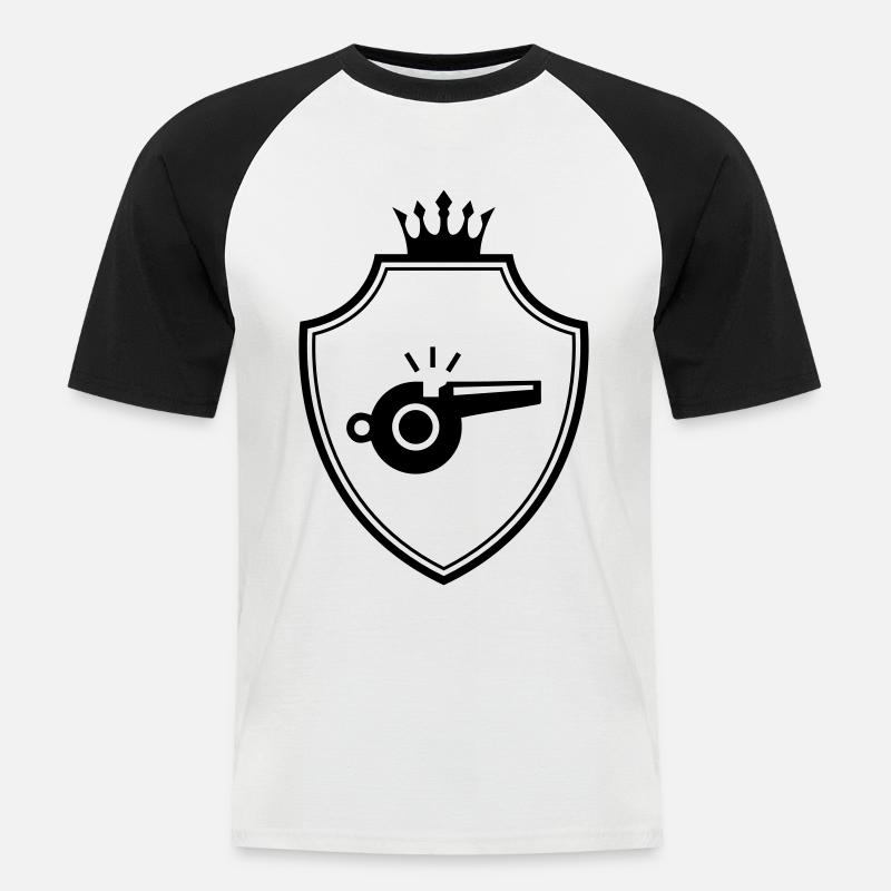 Trillerpfeife Pfeife Wappen - Männer Baseball-T-Shirt - Weiß/Schwarz