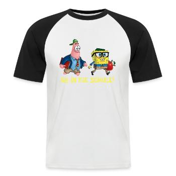 Spongebob Schwammkopf Mit Patrick Ab In Die Schule - Männer Baseball-T-Shirt - Weiß/Schwarz - Vorne - Nik (191cm)