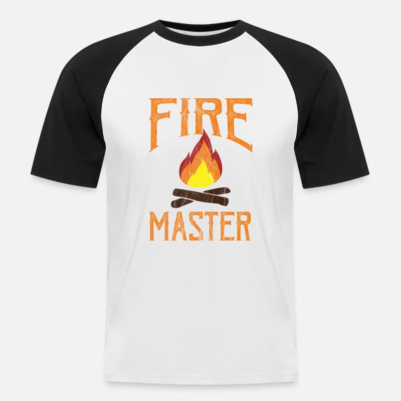 Camping - Fire Master - Männer Baseball-T-Shirt - Weiß/Schwarz