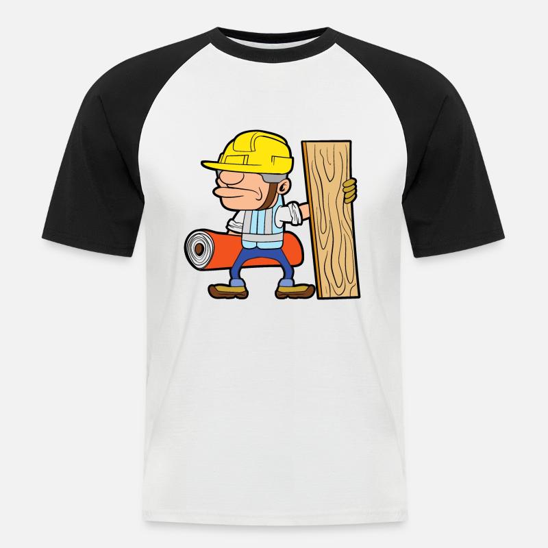 Fussbodenleger Teppich Parkettleger Bodenleger - Männer Baseball-T-Shirt - Weiß/Schwarz
