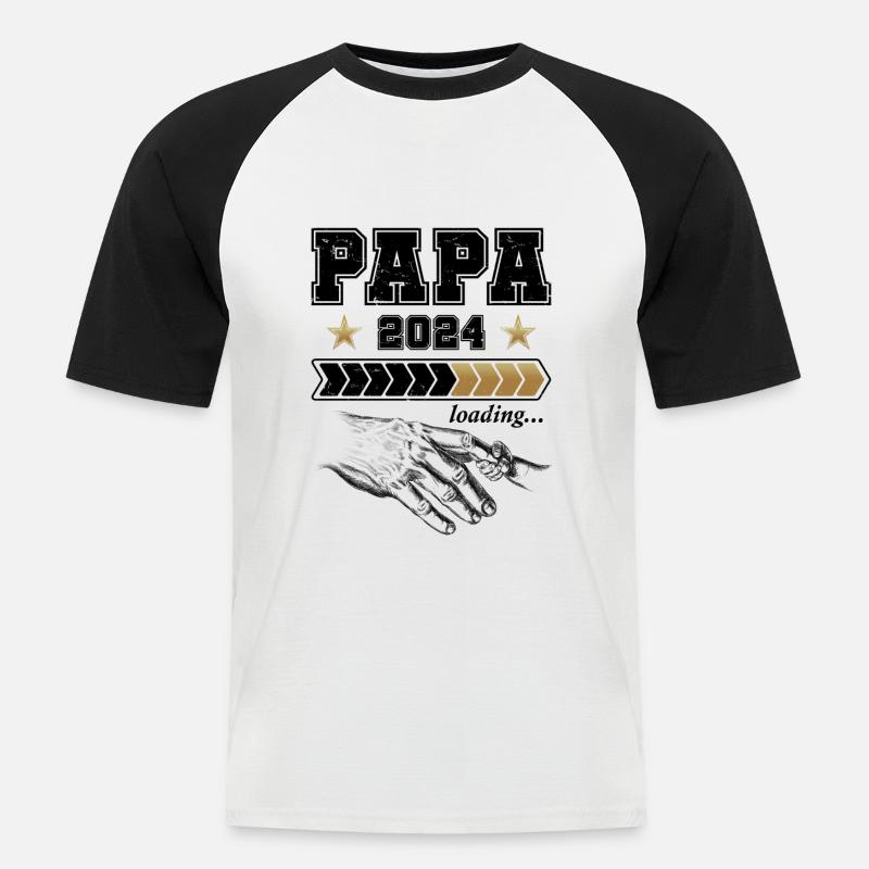 Werdender Papa 2024 Loading - Männer Baseball-T-Shirt - Weiß/Schwarz
