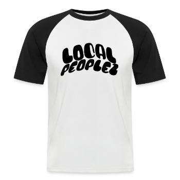 LocalPeoplez Bubble - Männer Baseball-T-Shirt - Weiß/Schwarz - Vorne - Nik (191cm)