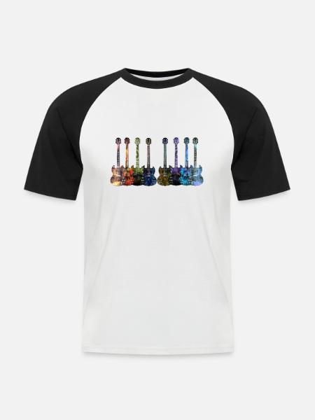 Gitarren - Männer Baseball-T-Shirt - Weiß/Schwarz