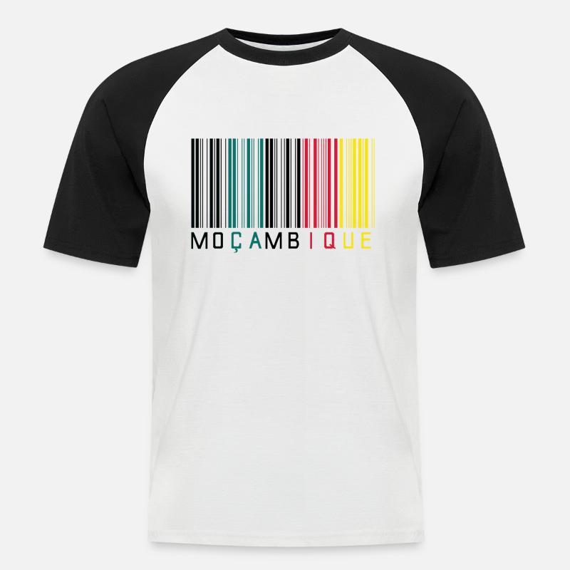 Barcode Mosambik - Männer Baseball-T-Shirt - Weiß/Schwarz