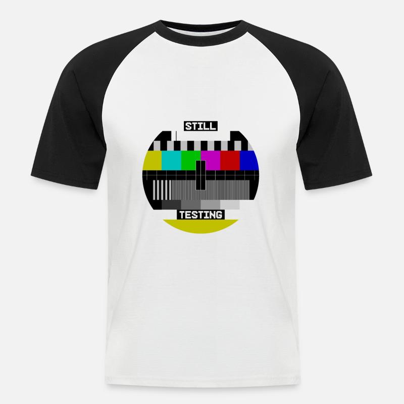 Still Testing Testbild test screen - Männer Baseball-T-Shirt - Weiß/Schwarz