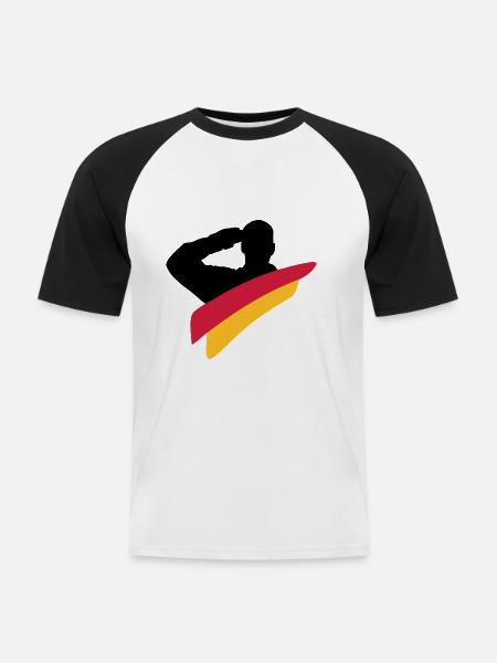 Veteran Deutschland Logo - Männer Baseball-T-Shirt - Weiß/Schwarz