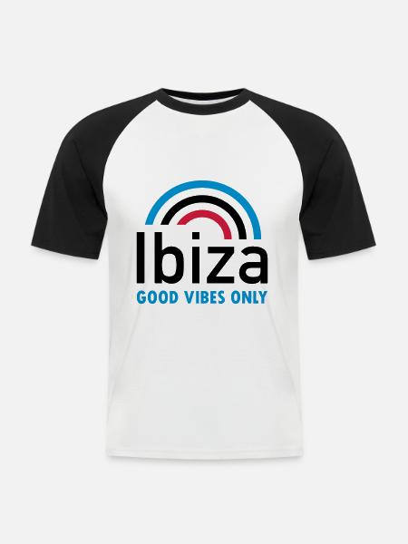 Ibiza, good vibes only (rainbow) - Men's Baseball T-Shirt - white/black