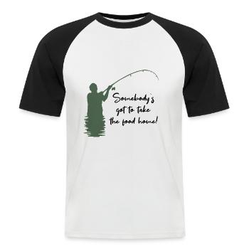 visser - Mannen baseballshirt korte mouw - wit/zwart - Voor - Nik (191cm)