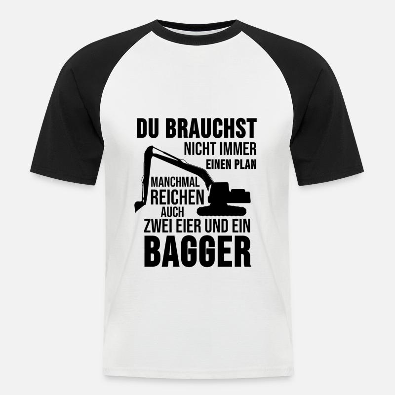 Bagger Baggerfahrer Baustelle Sprüche Geschenk - Männer Baseball-T-Shirt - Weiß/Schwarz