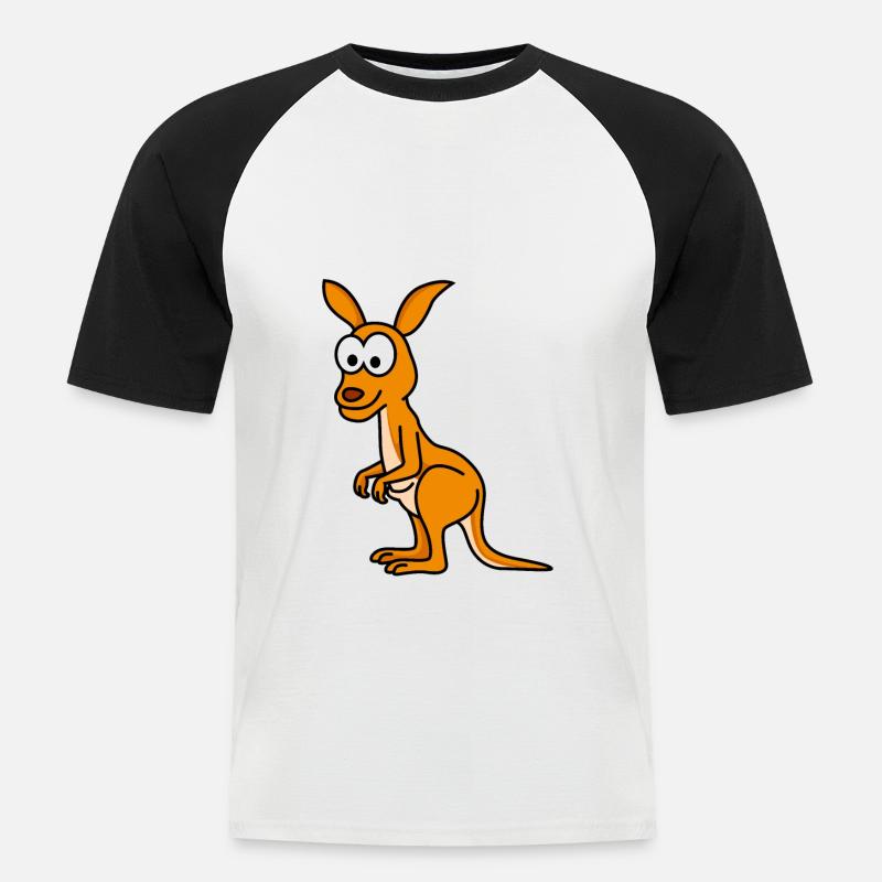 Kangaroo Comic - Männer Baseball-T-Shirt - Weiß/Schwarz