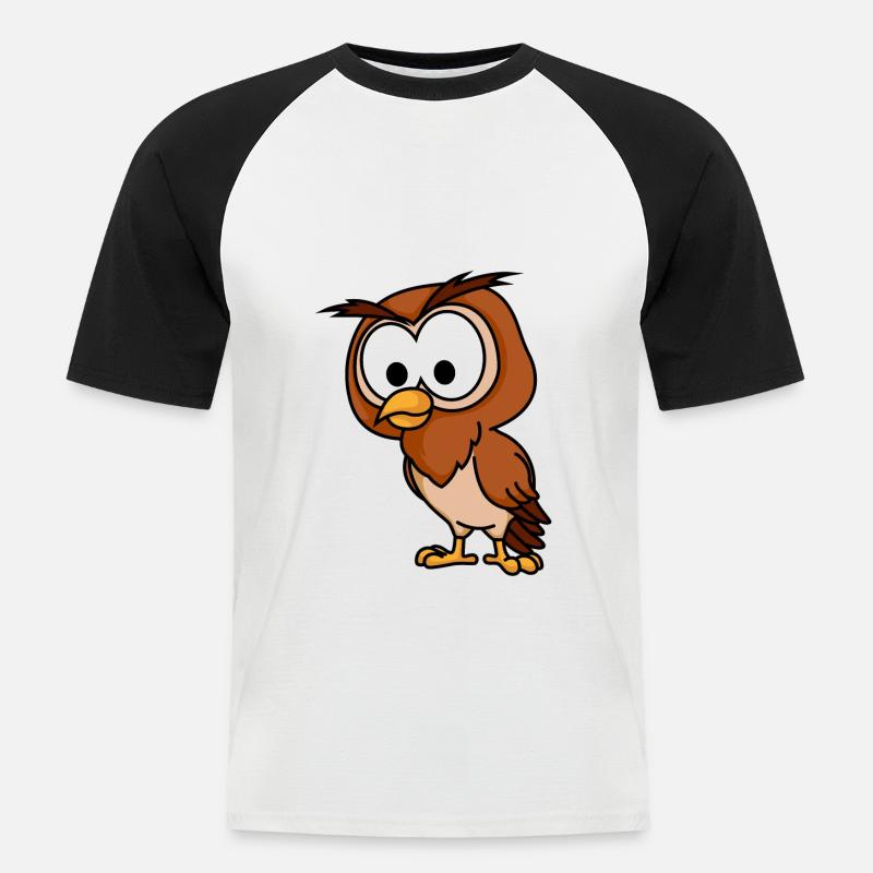 Eule Comic Tier - Männer Baseball-T-Shirt - Weiß/Schwarz