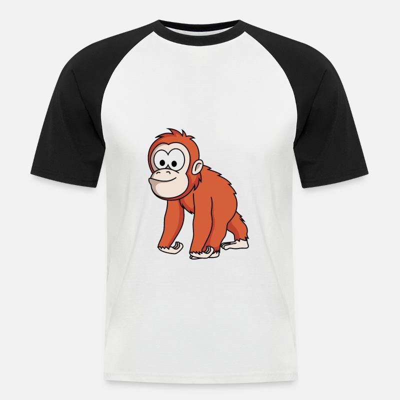 Orangutan affe comic - Männer Baseball-T-Shirt - Weiß/Schwarz
