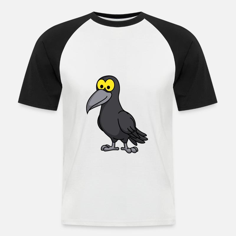 Krähe Comic Tier - Männer Baseball-T-Shirt - Weiß/Schwarz