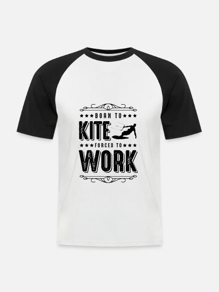 kitesurfing surfer kiteboarding - Männer Baseball-T-Shirt - Weiß/Schwarz