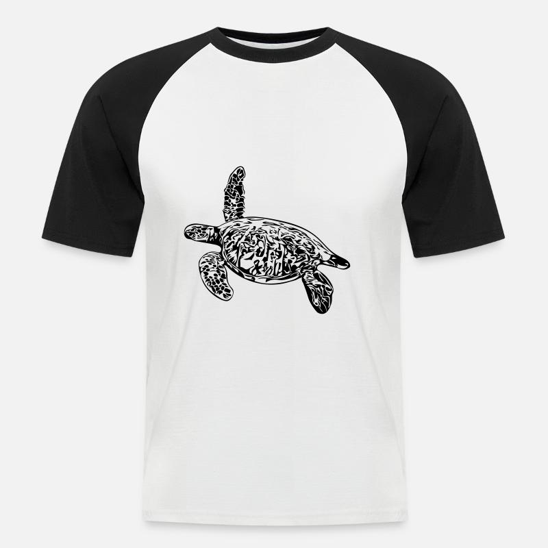 Schildkröte - Vector Design - Männer Baseball-T-Shirt - Weiß/Schwarz