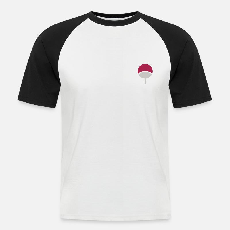 Naruto Brustlogo Des Uchiha-Clan - Männer Baseball-T-Shirt - Weiß/Schwarz