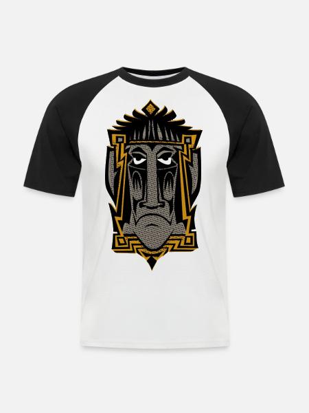 Tiki Moai Maske Aloha cool retro Schutzgeist - Männer Baseball-T-Shirt - Weiß/Schwarz