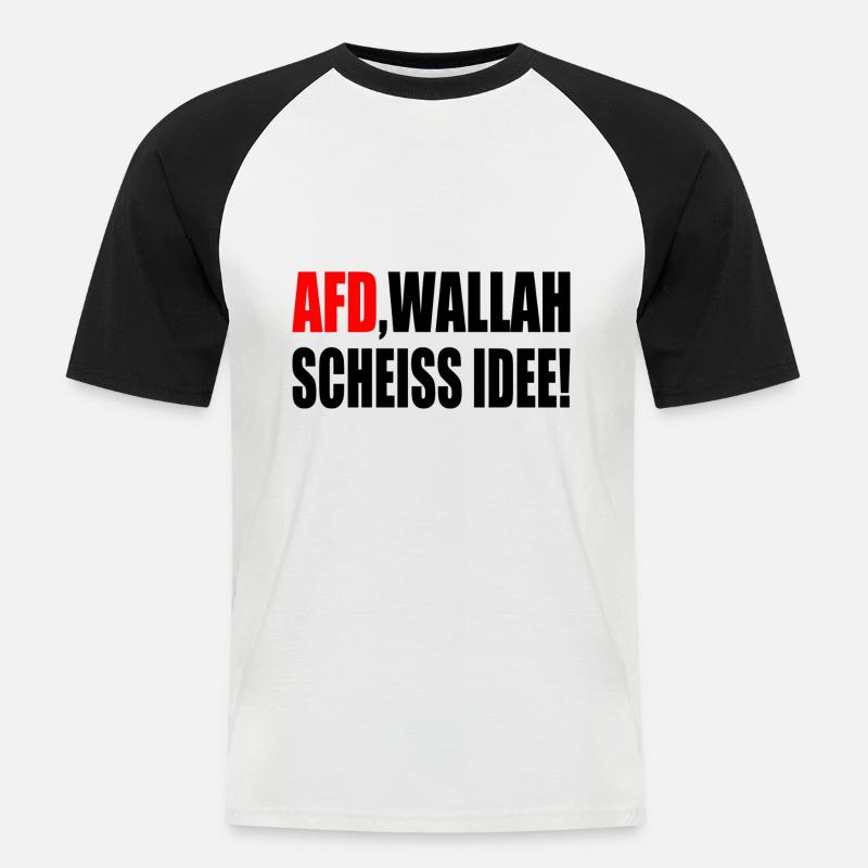 Afd wallah scheiss idee - Männer Baseball-T-Shirt - Weiß/Schwarz