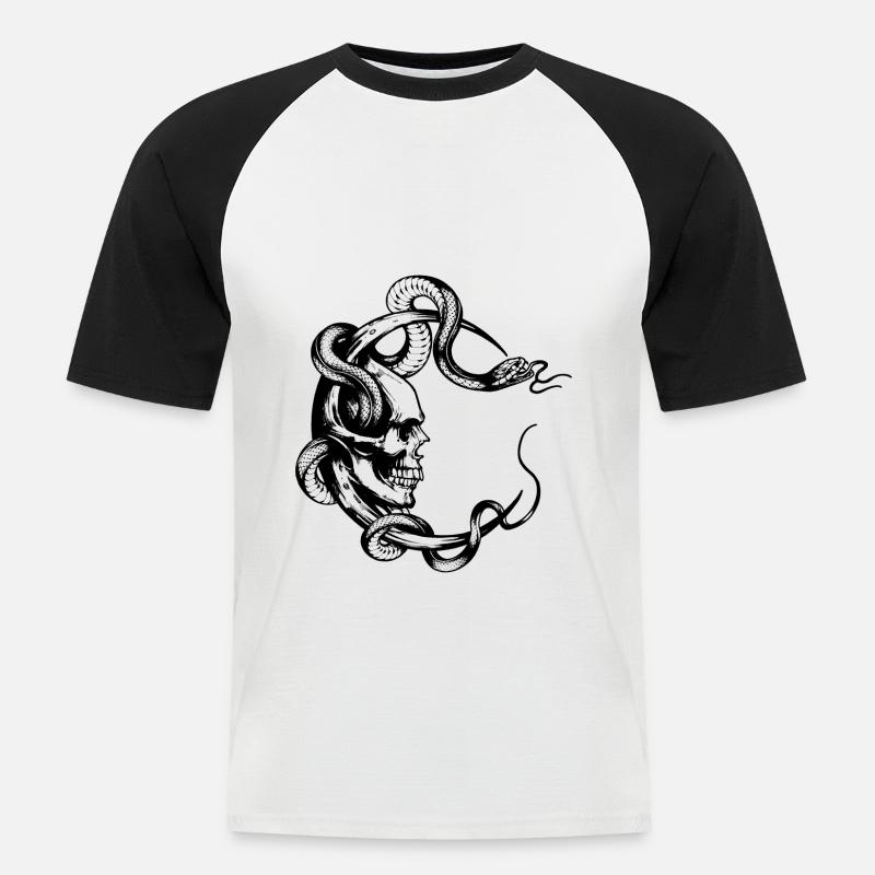 SCHÄDEL - Männer Baseball-T-Shirt - Weiß/Schwarz