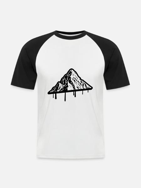 Mountain Silhouette Symbol Mountains - Men's Baseball T-Shirt - white/black