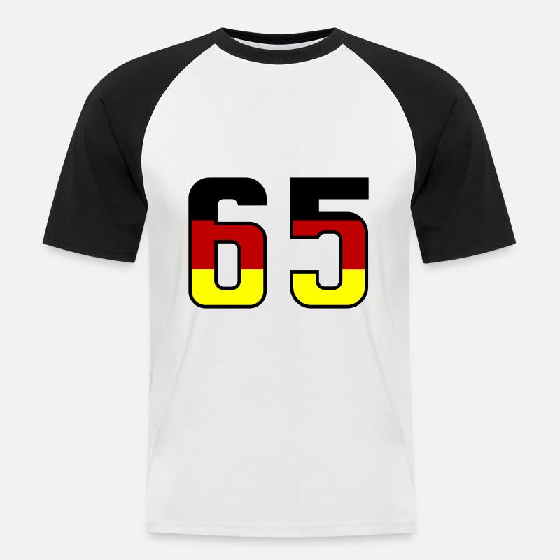 65 Numero Simbolo Germania - Maglia da baseball a manica corta da uomo - bianco/nero