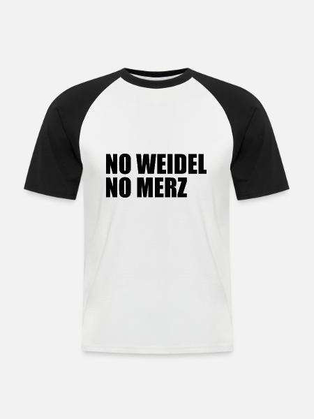 No weidel no merz - Männer Baseball-T-Shirt - Weiß/Schwarz