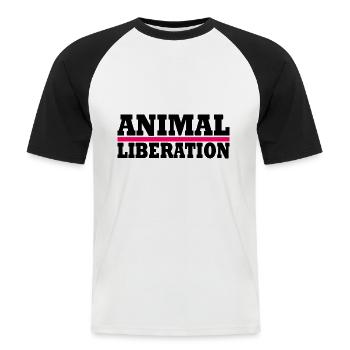 Animal liberation - Männer Baseball-T-Shirt - Weiß/Schwarz - Vorne - Nik (191cm)