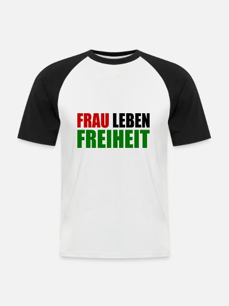 Frau leben freiheit - Männer Baseball-T-Shirt - Weiß/Schwarz