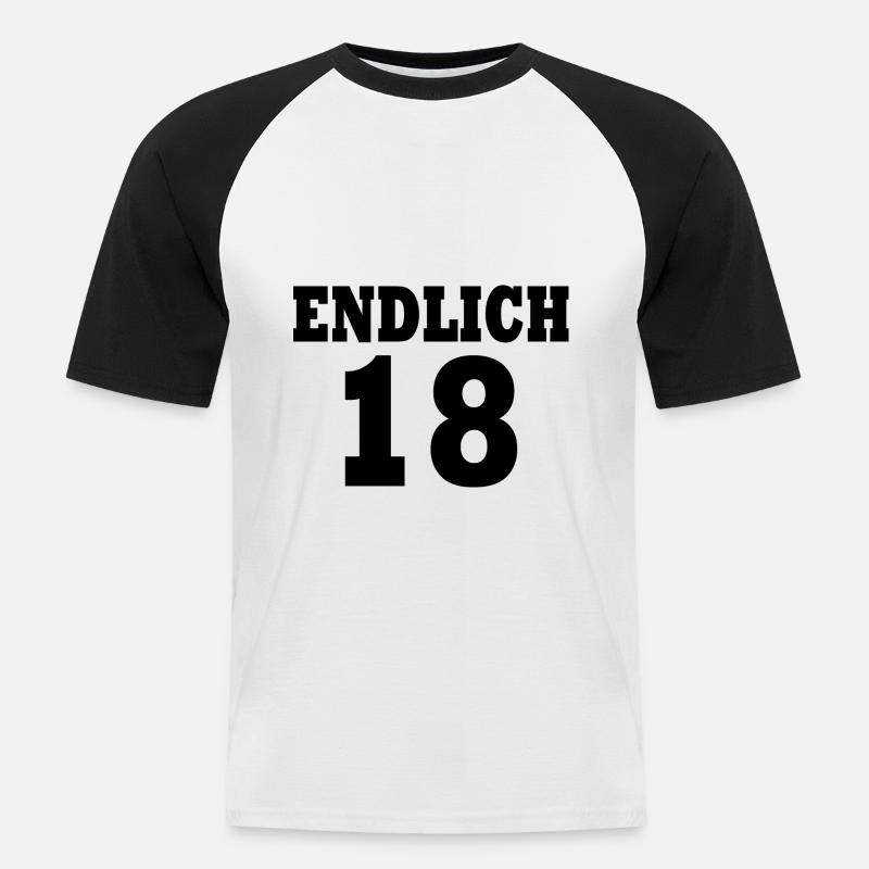 Endlich 18 - Männer Baseball-T-Shirt - Weiß/Schwarz