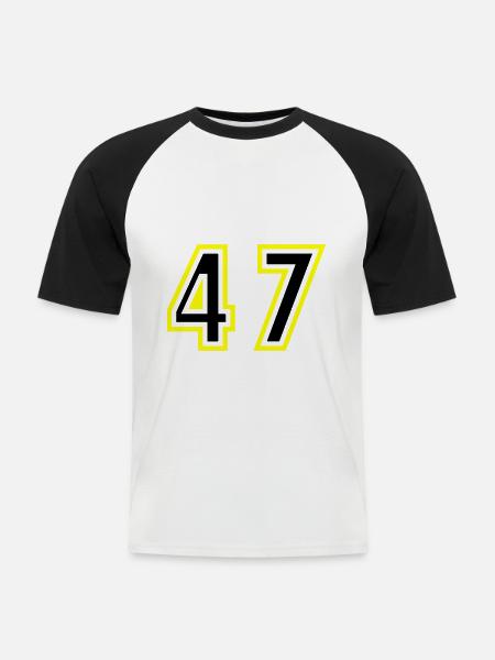 47 Number College - Men's Baseball T-Shirt - white/black