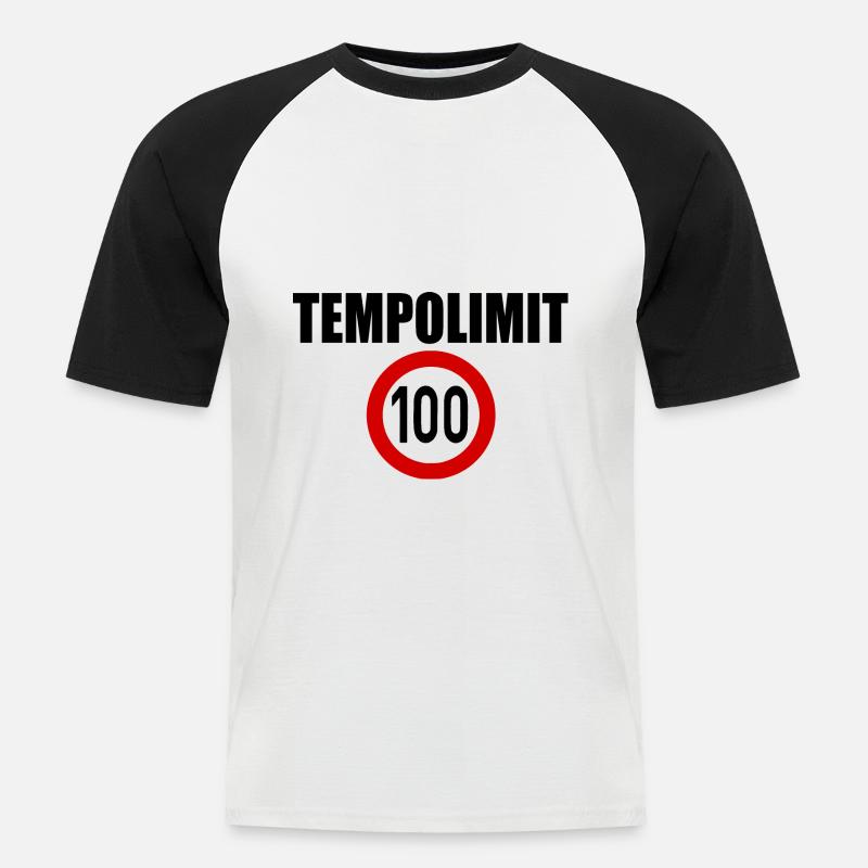 Tempolimit 100 - Männer Baseball-T-Shirt - Weiß/Schwarz