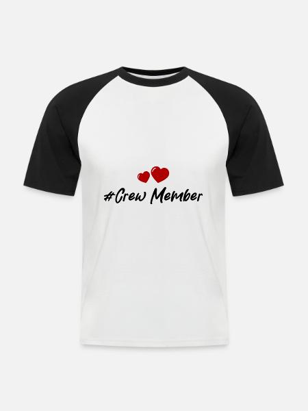 Crew Mitglied Herz Liebe - Männer Baseball-T-Shirt - Weiß/Schwarz