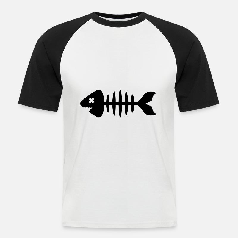 Fisch Symbol Knochen Gräte - Männer Baseball-T-Shirt - Weiß/Schwarz