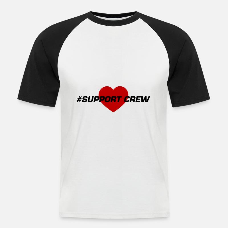 Support Crew Herz Liebe - Männer Baseball-T-Shirt - Weiß/Schwarz