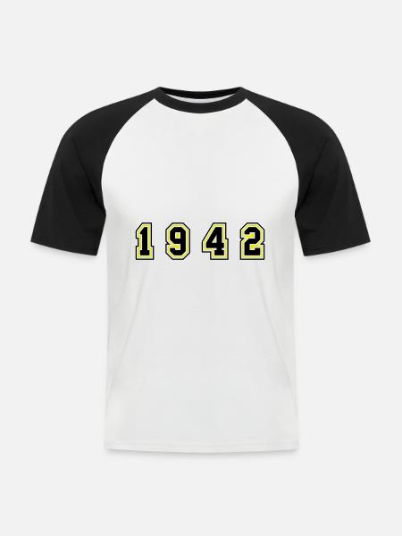 1942 Year Number - Men's Baseball T-Shirt - white/black