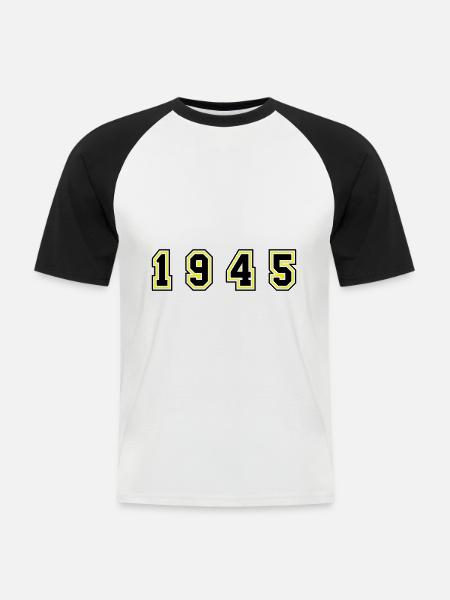 Numéro de l’année 1945 - T-shirt baseball manches courtes Homme - blanc/noir