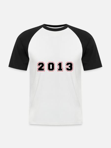 2013 Year Number - Men's Baseball T-Shirt - white/black