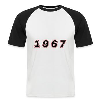 1967 Jahr Zahl - Männer Baseball-T-Shirt - Weiß/Schwarz - Vorne - Nik (191cm)