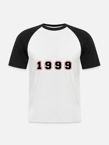 1999 Year Number - Men's Baseball T-Shirt - white/black
