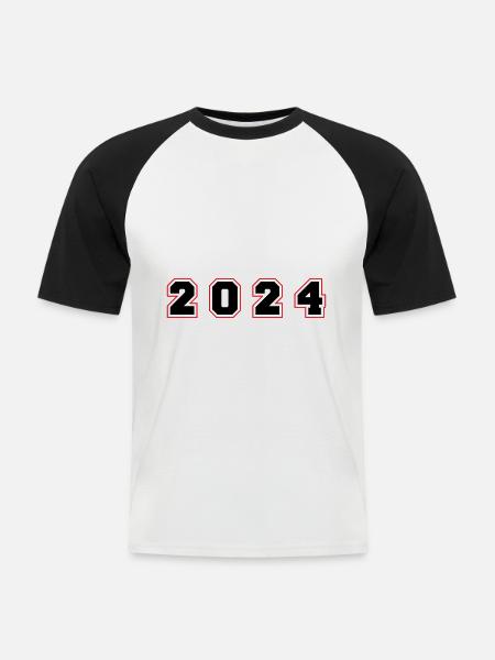 2024 year number - Men's Baseball T-Shirt - white/black