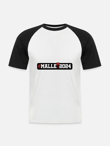 Malle 2024 - Männer Baseball-T-Shirt - Weiß/Schwarz