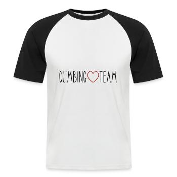 Cœur de l’équipe d’escalade - T-shirt baseball manches courtes Homme - blanc/noir - Devant - Nik (191cm)
