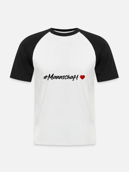 Mannschaft Herz - Männer Baseball-T-Shirt - Weiß/Schwarz