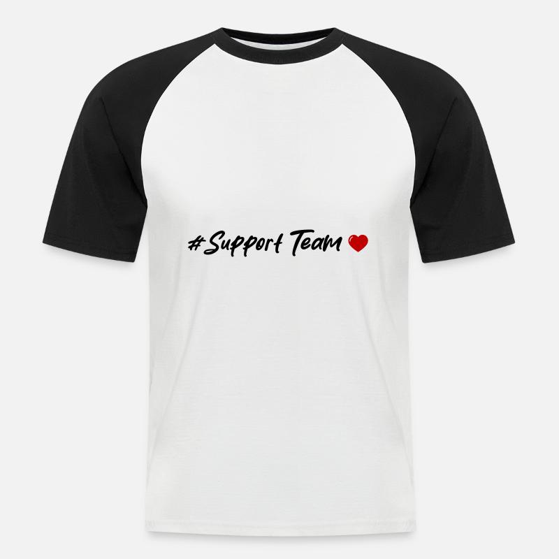 Support Team Herz - Männer Baseball-T-Shirt - Weiß/Schwarz
