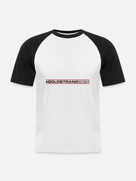 Goldstrand 2024 - Männer Baseball-T-Shirt - Weiß/Schwarz