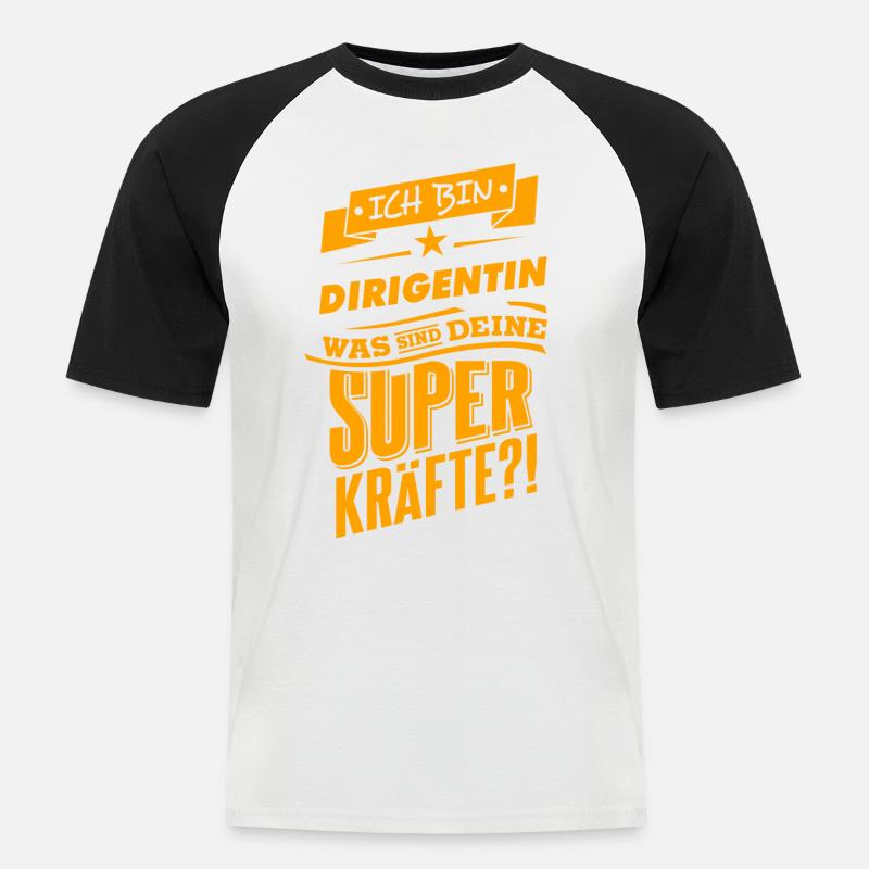 Be a hero - Dirigentin Geschenk - Männer Baseball-T-Shirt - Weiß/Schwarz