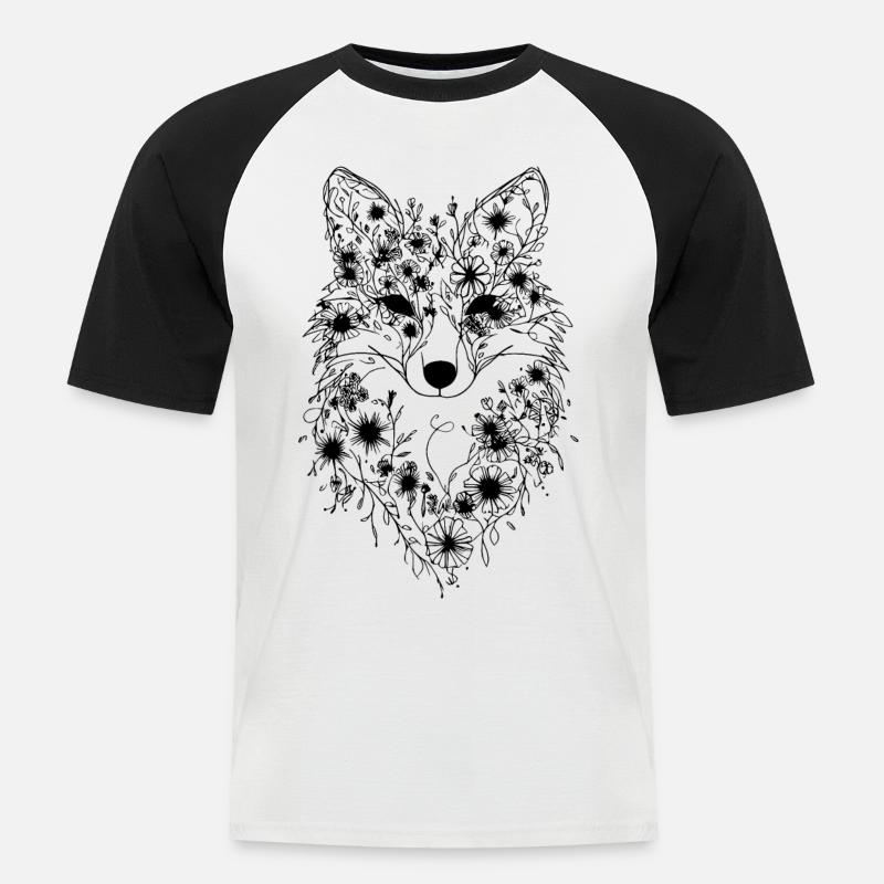 Blumenfuchs - Männer Baseball-T-Shirt - Weiß/Schwarz