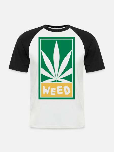 Weed - Men's Baseball T-Shirt - white/black